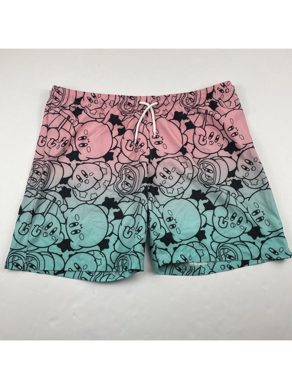 Nintendo Kirby Scuba Diving Swim Shorts Trunks Men's XL Gradient Pink Blue